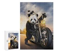 300 PCS Puzzle pour Adolescents Giant Panda Ride Motorbike Puzzles pour Adultes Jeu Manuel Assemblage De Motifs Cadeaux Uniques pour Anniversaire Et Noël 300 PCS