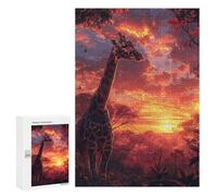 300 PCS Puzzle pour Adolescents Giraffe Savanna Sunset Puzzle pour Adultes : Jeu De Réflexion Et De Rapidité, Défi À Relever 300 PCS
