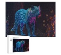 300 PCS Puzzle pour Adolescents Glowing Leopard in Neon Forest Puzzles pour Adolescents, Jouets Anti-Stress, Passe-Temps, Défi Éducatif