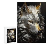 300 PCS Puzzle pour Adolescents Gold White Wolf Side View Puzzle Adulte, Jouet, Décoration Murale, Course De Vitesse Manuelle, Cadeaux Uniques pour Anniversaire Et Noël 300 PCS