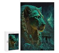 300 PCS Puzzle pour Adolescents Golden Sphinx and Pyramid Night Scene Puzzles pour Adolescents, Jouets Anti-Stress, Passe-Temps, Défi Éducatif