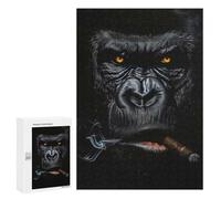 300 PCS Puzzle pour Adolescents Gorilla Smoking Cigar Puzzle Adulte, Jouet, Décoration Murale, Course De Vitesse Manuelle, Cadeaux Uniques pour Anniversaire Et Noël 300 PCS