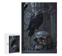 300 PCS Puzzle pour Adolescents Gothic Skull and Raven Puzzles pour Adultes Jeu Manuel Assemblage De Motifs Cadeaux Uniques pour Anniversaire Et Noël 300 PCS