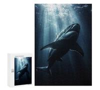 300 PCS Puzzle pour Adolescents Great White Shark Underwater Sunlight Puzzle pour Adultes : Jeu De Réflexion Et De Rapidité, Défi À Relever 300 PCS