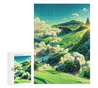300 PCS Puzzle pour Adolescents Green Fields and Rolling Hills Puzzles pour Adolescents, Jouets Anti-Stress, Passe-Temps, Défi Éducatif
