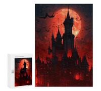 300 PCS Puzzle pour Adolescents Halloween Castle with Full Moon -4 Puzzles pour Adultes : Analyse Et Logique. Chaque Pièce Est Unique - Casse-têtes pour Toute La Famille 300 PCS