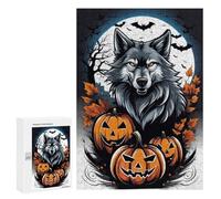 300 PCS Puzzle pour Adolescents Halloween Wolf with Pumpkins Puzzle pour Adultes - Jeux De Détente - Assemblage De Motifs - Cadeaux Uniques pour Anniversaire Et Noël 300 PCS