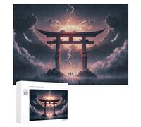 300 PCS Puzzle pour Adolescents Japanese Torii Gate with Lightning Strikes Jeu De Puzzle pour Adultes, Casse-tête, Cadeau d'anniversaire, Défi Éducatif 300 PCS