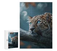 300 PCS Puzzle pour Adolescents Leopard with Blue Eyes on Branch Puzzles pour Adultes : Analyse Et Logique. Chaque Pièce Est Unique - Casse-têtes pour Toute La Famille 300 PCS