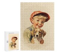 300 PCS Puzzle pour Adolescents Little Boy and Dog Puzzle pour Adultes : Jeu De Réflexion Et De Rapidité, Défi À Relever 300 PCS