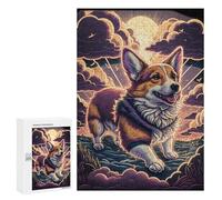 300 PCS Puzzle pour Adolescents Magical Corgi Sunset Art Print Puzzles pour Adultes - Défi Difficile - Activités Amusantes À La Maison pour Les Jeux 300 PCS