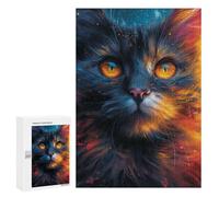 300 PCS Puzzle pour Adolescents Magical Fire Cat Artwork Puzzles pour Adultes - Défi Difficile - Activités Amusantes À La Maison pour Les Jeux 300 PCS