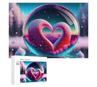 300 PCS Puzzle pour Adolescents Magical Heart Snow Globe Puzzles pour Adolescents, Jouets Anti-Stress, Passe-Temps, Défi Éducatif