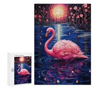 300 PCS Puzzle pour Adolescents Magical Pink Flamingo Pond Puzzles pour Adultes : Analyse Et Logique. Chaque Pièce Est Unique - Casse-têtes pour Toute La Famille 300 PCS