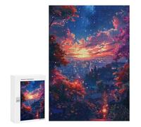 300 PCS Puzzle pour Adolescents Magical Sunset in The Cityscape Puzzles pour Adultes : Analyse Et Logique. Chaque Pièce Est Unique - Casse-têtes pour Toute La Famille 300 PCS