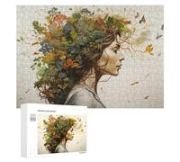 300 PCS Puzzle pour Adolescents Nature's Harmony Woman with Lush Greenery Puzzles pour Adolescents, Jouets Anti-Stress, Passe-Temps, Défi Éducatif