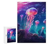 300 PCS Puzzle pour Adolescents Neon Jellyfish Glowing Puzzle pour Adultes Jouets Anti-Stress Analyse Et Logique Interaction Parent-Enfant 300 PCS
