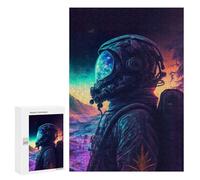 300 PCS Puzzle pour Adolescents Neon Landscape Astronaut Jeu De Puzzle pour Adultes, Casse-tête, Cadeau d'anniversaire, Défi Éducatif 300 PCS
