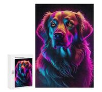 300 PCS Puzzle pour Adolescents Neon Rainbow Dog Art Puzzles pour Adolescents, Jouets Anti-Stress, Passe-Temps, Défi Éducatif