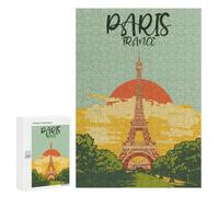 300 PCS Puzzle pour Adolescents Original Eiffel Tower Sunset Art Puzzle Adulte, Jouet, Décoration Murale, Course De Vitesse Manuelle, Cadeaux Uniques pour Anniversaire Et Noël 300 PCS