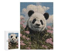 300 PCS Puzzle pour Adolescents Panda in Flowers Art Print Puzzles pour Adultes : Analyse Et Logique. Chaque Pièce Est Unique - Casse-têtes pour Toute La Famille 300 PCS