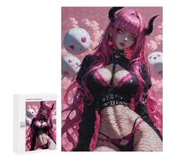 300 PCS Puzzle pour Adolescents Pink-Haired Demon Girl Puzzle pour Adultes - Jeux De Détente - Assemblage De Motifs - Cadeaux Uniques pour Anniversaire Et Noël 300 PCS