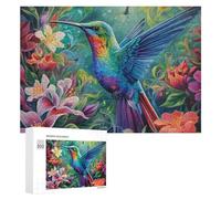 300 PCS Puzzle pour Adolescents Rainbow Hummingbird in Bloom Puzzles pour Adolescents, Jouets Anti-Stress, Passe-Temps, Défi Éducatif