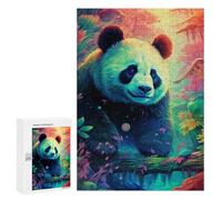 300 PCS Puzzle pour Adolescents Rainbow Panda in Fantasy Forest Puzzles pour Adolescents, Jouets Anti-Stress, Passe-Temps, Défi Éducatif