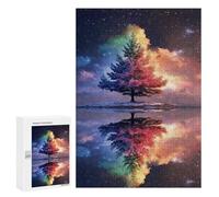300 PCS Puzzle pour Adolescents Rainbow Tree Reflection Night Sky Puzzles pour Adultes - Défi Difficile - Activités Amusantes À La Maison pour Les Jeux 300 PCS