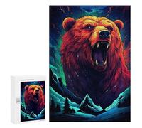 300 PCS Puzzle pour Adolescents Roaring Wild Bear Illustration Puzzles pour Adultes - Défi Difficile - Activités Amusantes À La Maison pour Les Jeux 300 PCS