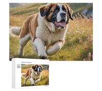 300 PCS Puzzle pour Adolescents Running Saint Bernard in Field Puzzles pour Adolescents, Jouets Anti-Stress, Passe-Temps, Défi Éducatif