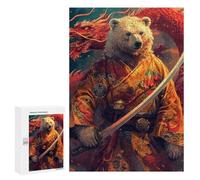 300 PCS Puzzle pour Adolescents Samurai Bear with Dragon Sword Puzzles pour Adultes : Analyse Et Logique. Chaque Pièce Est Unique - Casse-têtes pour Toute La Famille 300 PCS
