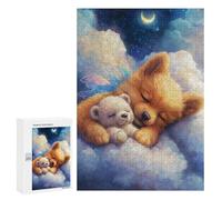 300 PCS Puzzle pour Adolescents Sleepy Puppy & Teddy Bear Cloudscape Puzzles pour Adultes - Défi Difficile - Activités Amusantes À La Maison pour Les Jeux 300 PCS