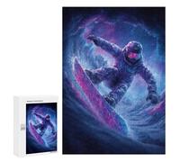 300 PCS Puzzle pour Adolescents Snowboarder in Neon Lights Puzzles pour Adultes - Défi Difficile - Activités Amusantes À La Maison pour Les Jeux 300 PCS
