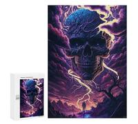 300 PCS Puzzle pour Adolescents Spooky Skull Lightning Scene Puzzles pour Adultes - Défi Difficile - Activités Amusantes À La Maison pour Les Jeux 300 PCS