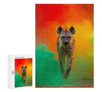 300 PCS Puzzle pour Adolescents Spotted Hyena in Colorful Smoke Puzzles pour Adultes - Défi Difficile - Activités Amusantes À La Maison pour Les Jeux 300 PCS