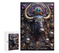 300 PCS Puzzle pour Adolescents Steampunk Bull Portrait Puzzle pour Adultes : Jeu De Réflexion Et De Rapidité, Défi À Relever 300 PCS