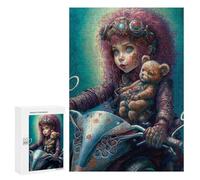 300 PCS Puzzle pour Adolescents Steampunk Girl with Teddy Bear Puzzles pour Adultes : Analyse Et Logique. Chaque Pièce Est Unique - Casse-têtes pour Toute La Famille 300 PCS