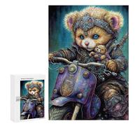 300 PCS Puzzle pour Adolescents Steampunk Teddy Bear Motorcycle Art Print Puzzles pour Adultes : Analyse Et Logique. Chaque Pièce Est Unique - Casse-têtes pour Toute La Famille 300 PCS