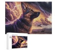 300 PCS Puzzle pour Adolescents Thunderstorm Adventure with German Shepherd Puzzle pour Adultes Jouets Anti-Stress Analyse Et Logique Interaction Parent-Enfant 300 PCS