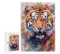 300 PCS Puzzle pour Adolescents Tiger Watercolor Puzzles pour Adultes Jeu Manuel Assemblage De Motifs Cadeaux Uniques pour Anniversaire Et Noël 300 PCS