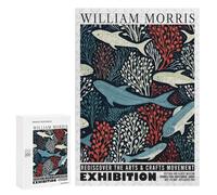300 PCS Puzzle pour Adolescents William Morris Fish Botanical Puzzles pour Adultes - Jeu Familial - Une Œuvre d'art - Cadeaux Uniques pour Un Anniversaire Ou Noël 300 PCS