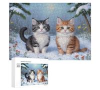 300 PCS Puzzle pour Adolescents Winter Cats in Snow Puzzles pour Adolescents, Jouets Anti-Stress, Passe-Temps, Défi Éducatif
