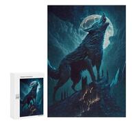 300 PCS Puzzle pour Adolescents Wolf Howling at Moon Puzzles pour Adolescents, Jouets Anti-Stress, Passe-Temps, Défi Éducatif