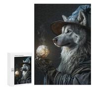 300 PCS Puzzle pour Adolescents Wolf Wizard with Magic Orb Puzzle pour Adultes : Jeu De Réflexion Et De Rapidité, Défi À Relever 300 PCS
