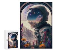300 PCS Puzzle pour Adultes Astronaut and Flowers Wind Puzzles pour Adultes - Jeux De Détente - Assemblage De Motifs - Idée Cadeau pour Toute La Famille 300 PCS