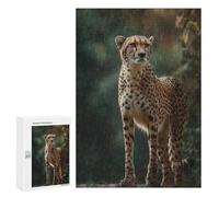 300 PCS Puzzle pour Adultes Cheetah in Rainy Forest Puzzle pour Adolescents : Améliore La Mémoire. Chaque Pièce Est Unique - Jouets Éducatifs d'apprentissage 300 PCS