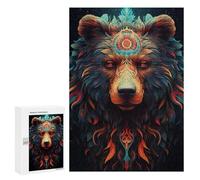 300 PCS Puzzle pour Adultes Colorful Mystical Bear Artwork Puzzle pour Adolescents : Améliore La Mémoire. Chaque Pièce Est Unique - Jouets Éducatifs d'apprentissage 300 PCS