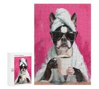 300 PCS Puzzle pour Adultes Frenchie with Coffee Mug Puzzles pour Adolescents - Passe-Temps À La Maison - Jeu Éducatif Familial Stimulant À Compléter 300 PCS