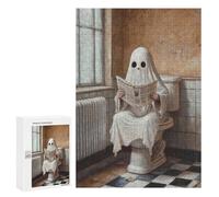 300 PCS Puzzle pour Adultes Ghost Reading Newspaper in Bathroom Puzzle pour Adolescents : Améliore La Mémoire. Chaque Pièce Est Unique - Jouets Éducatifs d'apprentissage 300 PCS